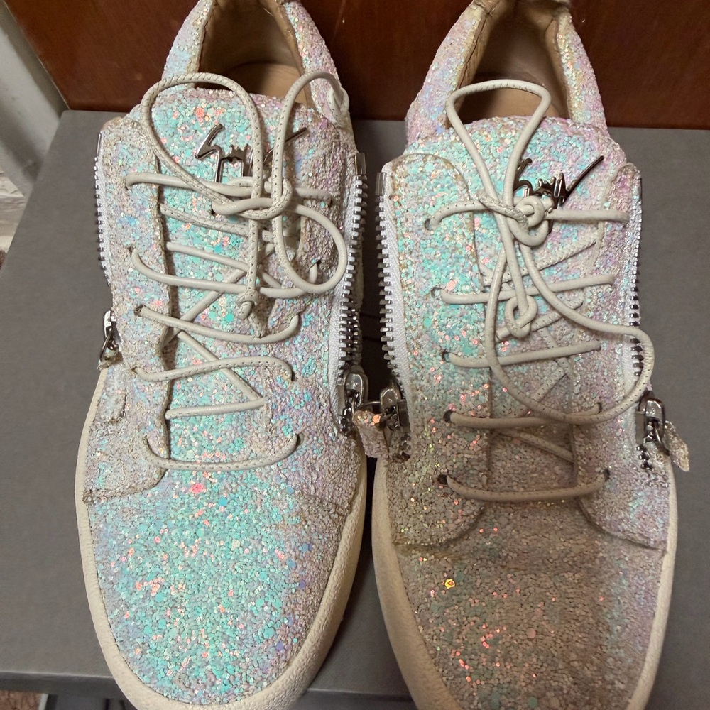 Giuseppe Zanotti Glittery Sneakers with Zipper Detail